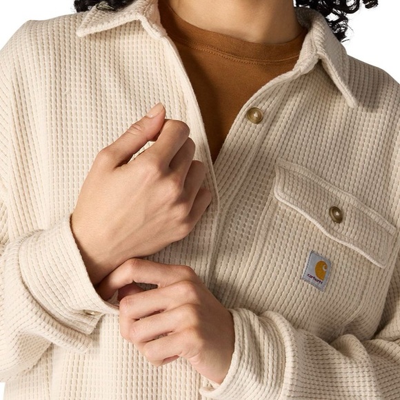 NWOT Carhartt Oversized Waffle Knit Shirt, Women’s in Oatmeal - Picture 2 of 13